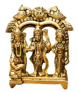 Pure Brass Fine Carved Ram Darbar Idol – 3.5 Inches | Ram, Sita, Lakshman & Hanuman