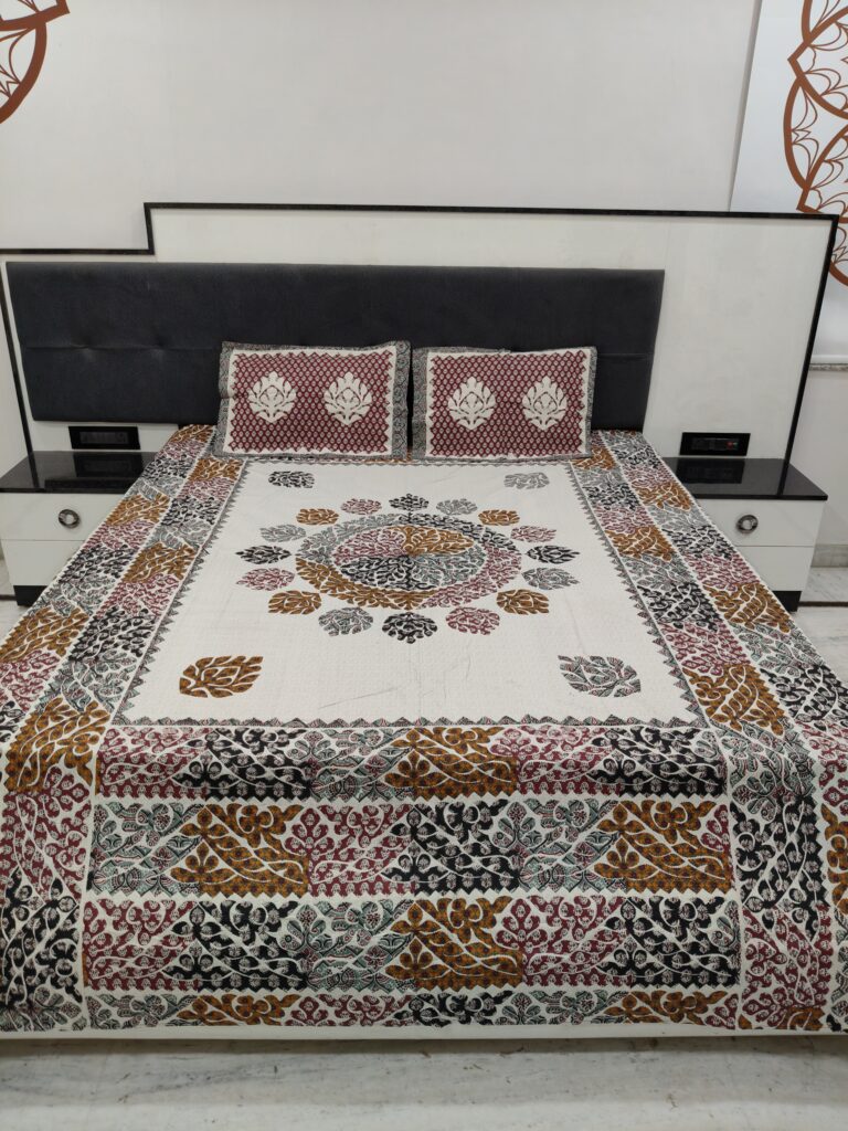 Rajasthan Multicolor Cotton Double Bed Bedsheet