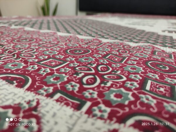 Elegant Traditional Block Print Red Cotton Double Bed Bedsheet