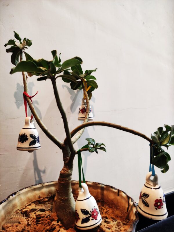 Handcrafted Ceramic Garden Hanging Bells – Set of 4 | Decorative & Ringing Wind Chimes