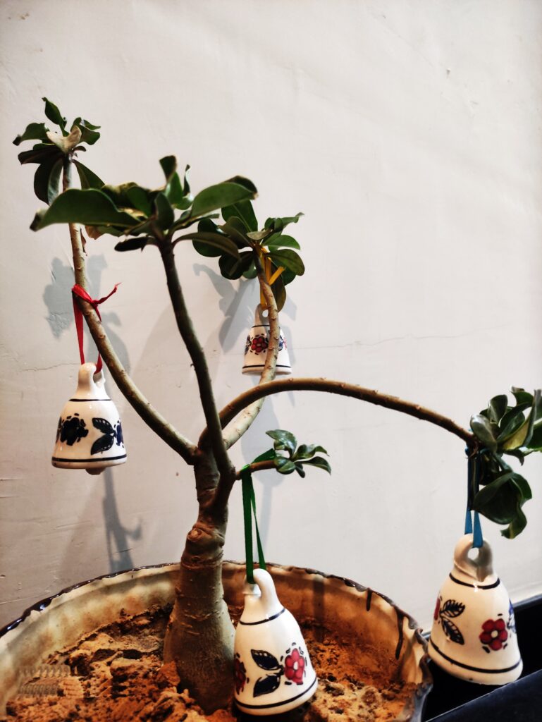 Handcrafted Ceramic Garden Hanging Bells – Set of 4 | Decorative & Ringing Wind Chimes