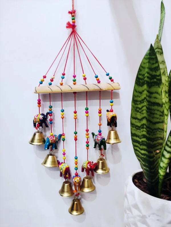 Handcrafted Wooden Wind Chimes (18-Inch, Multicolor) – Set of 2 for Wall & Hanging Decor